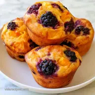 Peach Blackberry Muffins in 35 Minutes