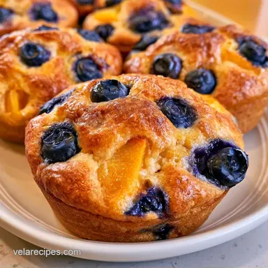 Blueberry Peach Muffins with Yogurt Recipe Card