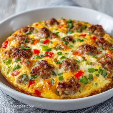 Cheese and Sausage Egg Bake for 8 Slices Recipe Card