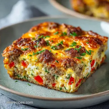 Cheese and Sausage Egg Bake for 8 Slices