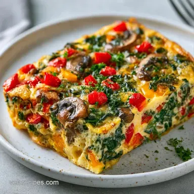 Garden Vegetable Egg Bake for 12 Servings Recipe Card