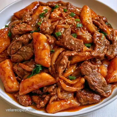 Korean Rice Cake Stirfry in 30 Minutes Recipe Card
