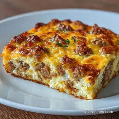 Overnight Sausage Breakfast Casserole Recipe Card