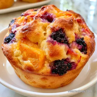 Peach Blackberry Muffins in 35 Minutes Recipe Card