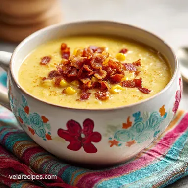 Potato Corn Chowder Recipe with Bacon Recipe Card