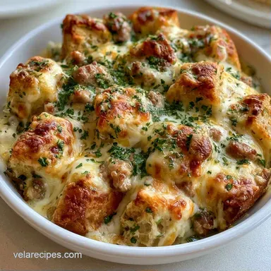 Make-Ahead Sausage and Bread Casserole Recipe Card