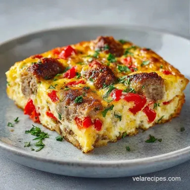 Sausage and Egg Bake for 8 Servings Recipe Card