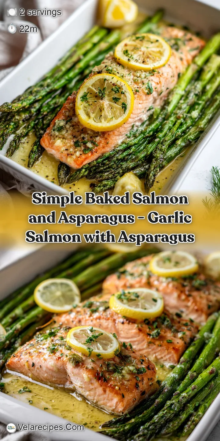 Close-up of moist, tender salmon with crispy edges next to bright, roasted asparagus spears.