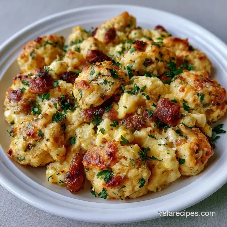 A square slice of savory breakfast bake on a white ceramic plate, garnished with freshly chopped green chives.