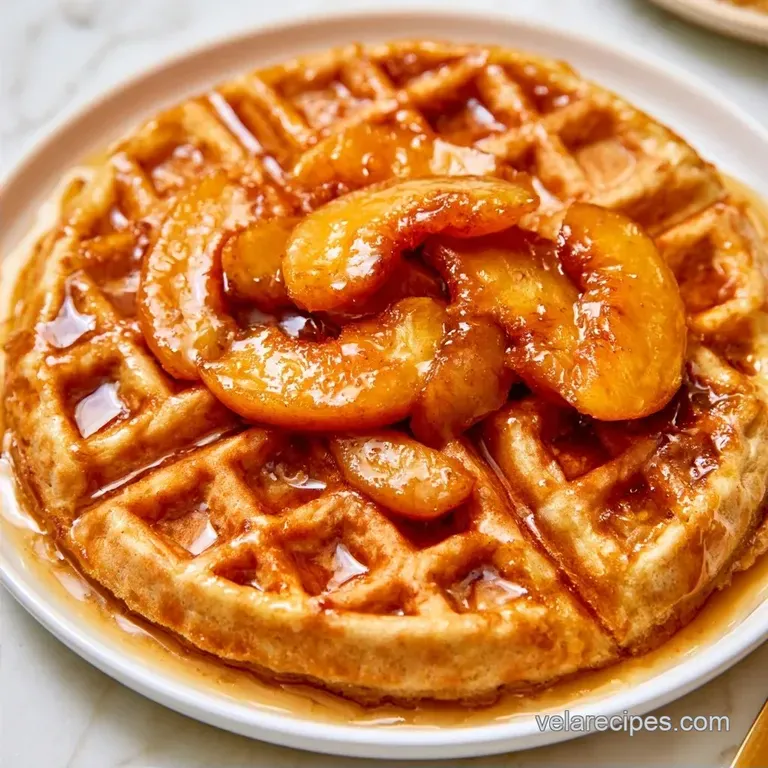 Crispy Peach Cobbler Waffles