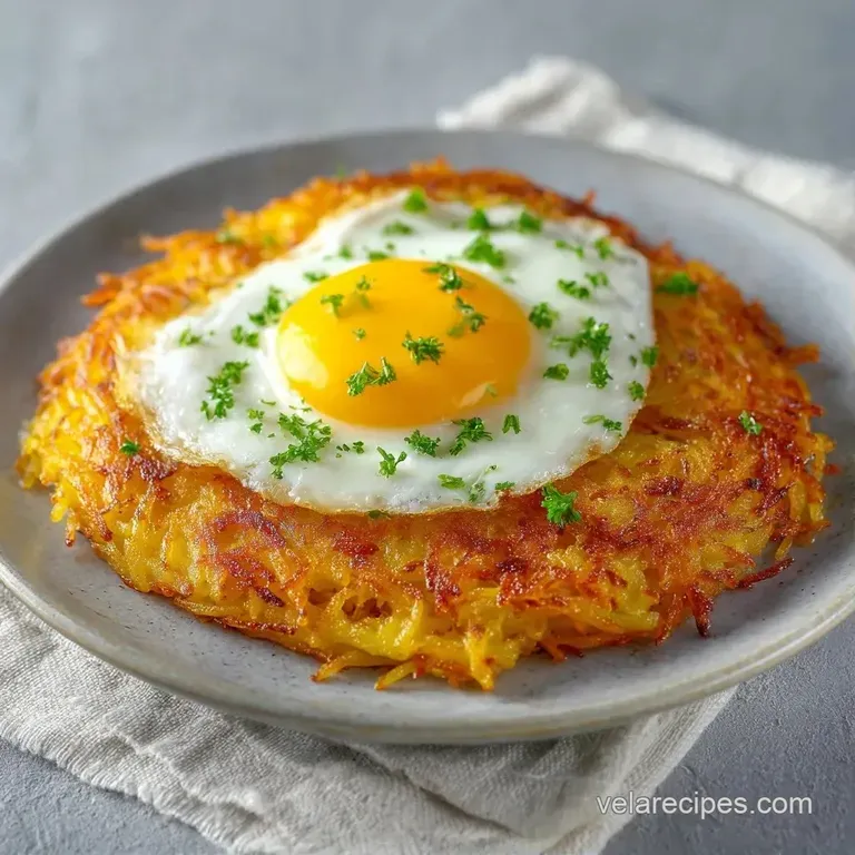 A steaming square slice of fluffy egg and potato bake on a white plate, garnished with a sprig of fresh parsley.