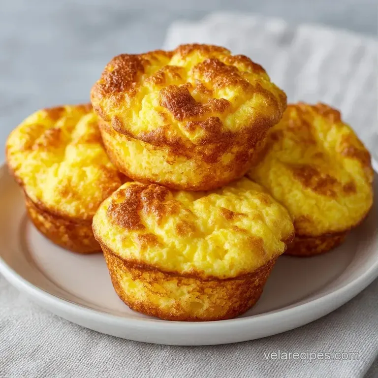 A neat stack of savory egg bites on a white plate, garnished with fresh avocado and a sprinkle of cracked pepper.