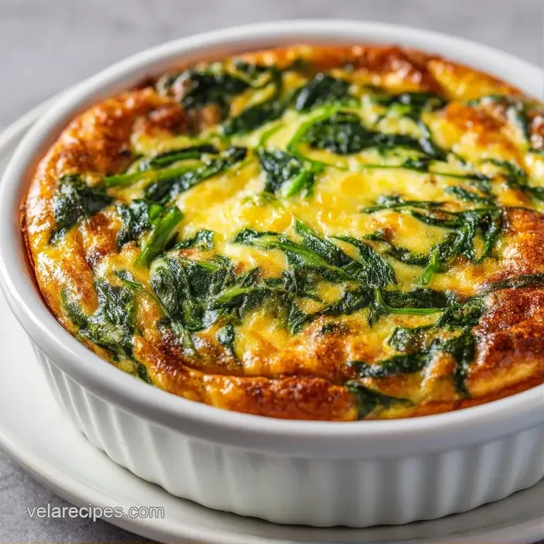 A neat square slice of fluffy yellow egg bake garnished with fresh parsley on a minimalist white ceramic plate.
