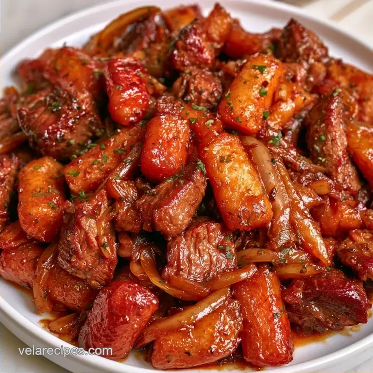 Korean Rice Cake Beef Stirfry: Spicy and Sweet