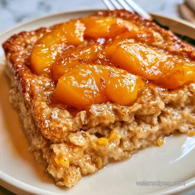 Peach Cobbler Baked Oatmeal in 45 Minutes