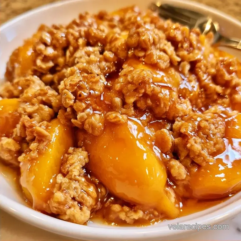 Peach Crisp with Maple Cream Sauce