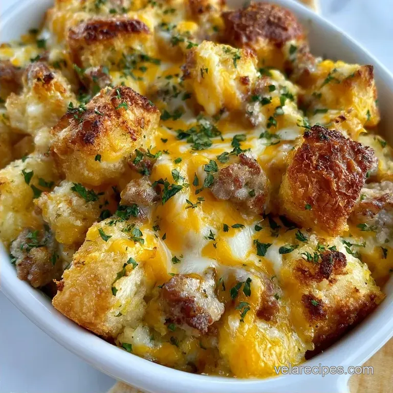 Overnight Sausage and Bread Casserole