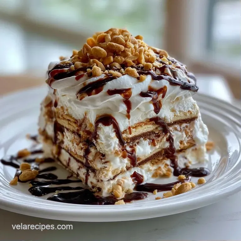 Individual chilled glass bowls filled with fluffy white cream and drizzled with rich, dark chocolate syrup.